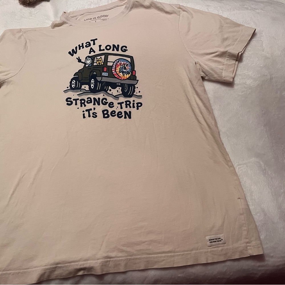 Life is good. Tshirt. Size large.  Cream color. Cotton. - Picture 3 of 5